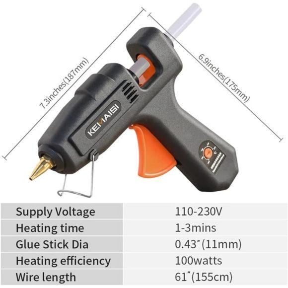 Hot Glue Gun, 100W Full Size Hot Glue Gun kit with 30pcs Premium Hot Glue Sticks - Picture 2 of 6